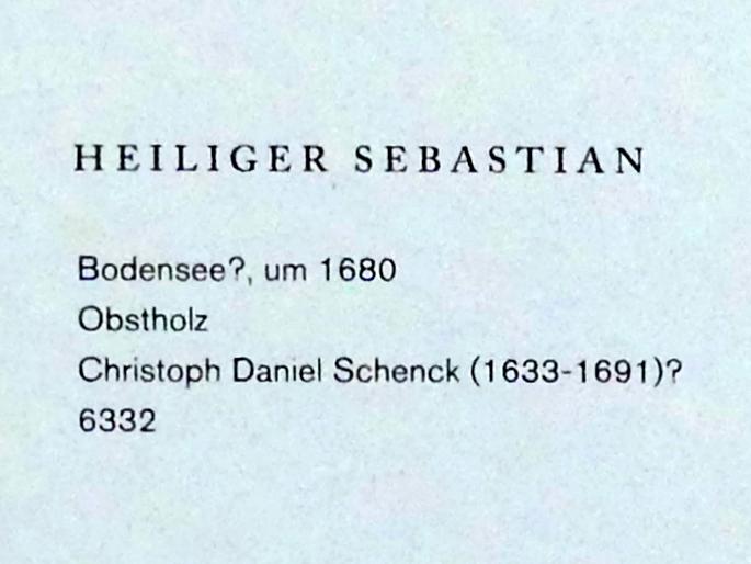 Christoph Daniel Schenck (1675–1685), Heiliger Sebastian, Augsburg, Maximilianmuseum, Sammlung Röhrer, um 1680, Bild 2/2