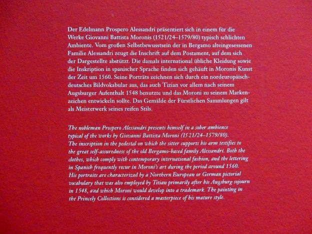 Giovanni Battista Moroni (1554–1565), Prospero Alessandri, Wien, Albertina, Ausstellung "Die fürstliche Sammlung Liechtenstein" vom 16.02.-10.06.2019, um 1560, Bild 3/3