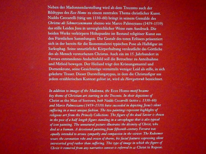 Naddo Ceccarelli (1347), Christus als Schmerzensmann, Wien, Albertina, Ausstellung "Die fürstliche Sammlung Liechtenstein" vom 16.02.-10.06.2019, um 1347, Bild 3/3