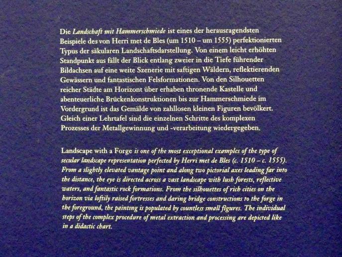 Herri met de Bles (1535–1550), Landschaft mit Hammerschmiede, Wien, Albertina, Ausstellung "Die fürstliche Sammlung Liechtenstein" vom 16.02.-10.06.2019, um 1535, Bild 3/3
