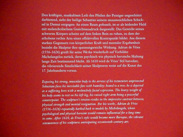 Adriaen de Vries (1587–1621), Der heilige Sebastian, Wien, Albertina, Ausstellung "Die fürstliche Sammlung Liechtenstein" vom 16.02.-10.06.2019, um 1613–1614, Bild 6/6