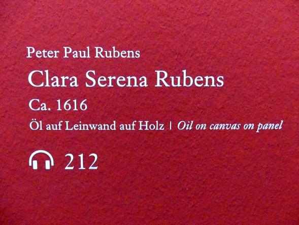 Peter Paul Rubens (1598–1640), Clara Serena Rubens, Wien, Albertina, Ausstellung "Die fürstliche Sammlung Liechtenstein" vom 16.02.-10.06.2019, um 1616, Bild 2/3
