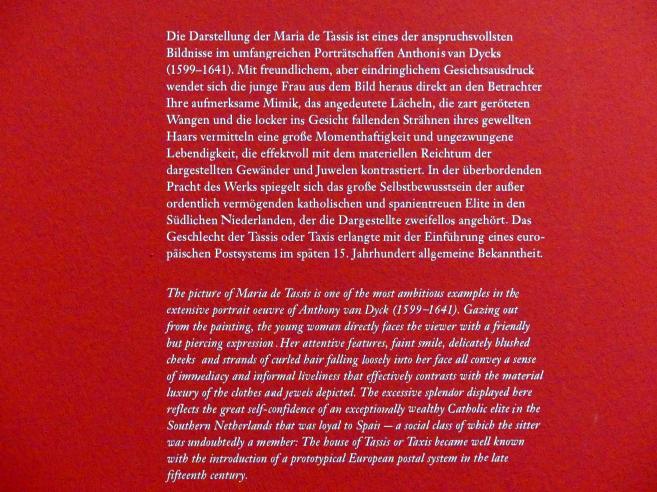 Anthonis (Anton) van Dyck (1614–1641), Maria de Tassis, Wien, Albertina, Ausstellung "Die fürstliche Sammlung Liechtenstein" vom 16.02.-10.06.2019, um 1629–1630, Bild 3/3