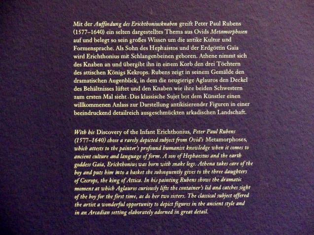 Peter Paul Rubens (1598–1640), Die Auffindung des Erichthoniusknaben, Wien, Albertina, Ausstellung "Die fürstliche Sammlung Liechtenstein" vom 16.02.-10.06.2019, um 1616, Bild 3/3
