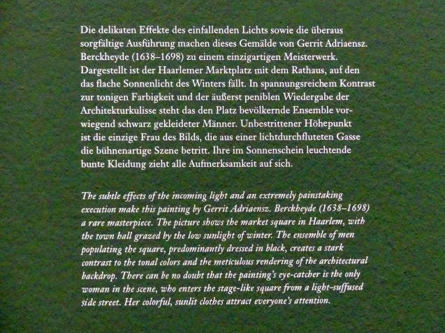 Gerrit Adriaenszoon Berckheyde (1661–1690), Der Marktplatz in Haarlem, Wien, Albertina, Ausstellung "Die fürstliche Sammlung Liechtenstein" vom 16.02.-10.06.2019, 1661, Bild 3/3