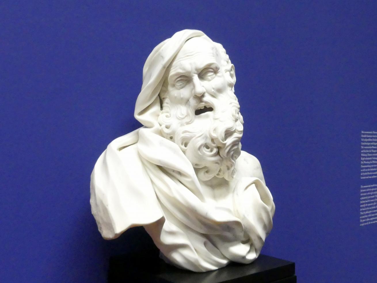 Giovanni Toschini (1716), Büste des Heraklit, Wien, Albertina, Ausstellung "Die fürstliche Sammlung Liechtenstein" vom 16.02.-10.06.2019, 1. Drittel 18. Jhd., Bild 2/6