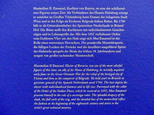 Guillielmus de Grof (1701), Büste des Maximilian II. Emanuel, Kurfürst von Bayern, Wien, Albertina, Ausstellung "Die fürstliche Sammlung Liechtenstein" vom 16.02.-10.06.2019, nach 1700, Bild 6/6