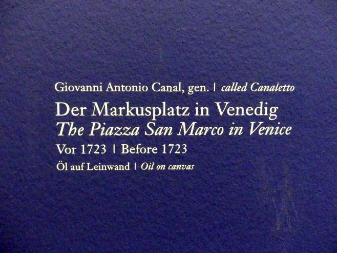 Giovanni Antonio Canal ("Canaletto") (1722–1765), Der Markusplatz in Venedig, Wien, Albertina, Ausstellung "Die fürstliche Sammlung Liechtenstein" vom 16.02.-10.06.2019, vor 1723, Bild 2/3