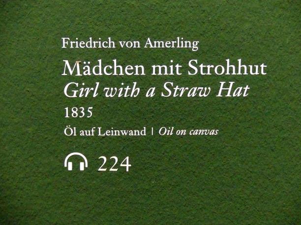 Friedrich von Amerling (1832–1843), Mädchen mit Strohhut, Wien, Albertina, Ausstellung "Die fürstliche Sammlung Liechtenstein" vom 16.02.-10.06.2019, 1835, Bild 2/2