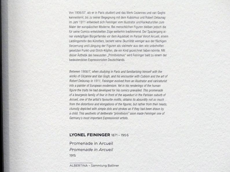 Lyonel Feininger (1907–1940), Promenade in Arcueil, Wien, Albertina, Sammlung Batliner, Saal 2, 1915, Bild 2/2