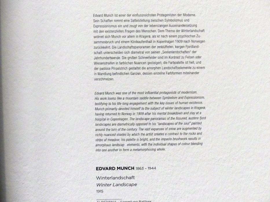 Edvard Munch (1888–1925), Winterlandschaft, Wien, Albertina, Sammlung Batliner, Saal 3, 1915, Bild 2/2
