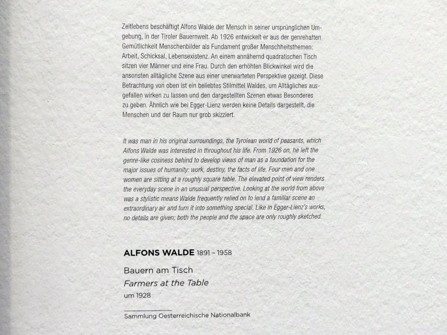 Alfons Walde (1913–1933), Bauern am Tisch, Wien, Albertina, Sammlung Batliner, Saal 4, um 1928, Bild 2/2