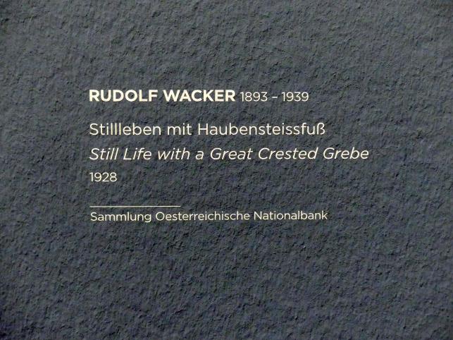 Rudolf Wacker (1923–1935), Stillleben mit Haubensteissfuß, Wien, Albertina, Sammlung Batliner, Saal 5, 1928, Bild 2/2