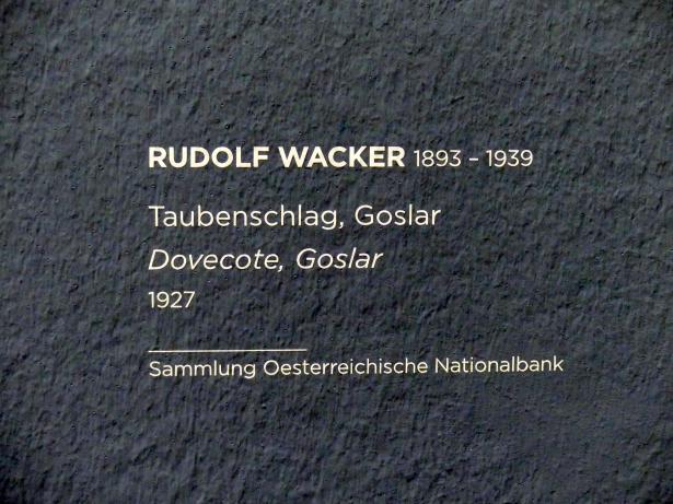 Rudolf Wacker (1923–1935), Taubenschlag, Goslar, Wien, Albertina, Sammlung Batliner, Saal 5, 1927, Bild 2/2
