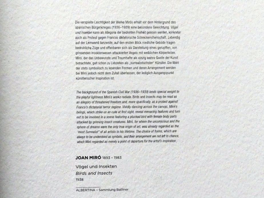 Joan Miró (1917–1970), Vögel und Insekten, Wien, Albertina, Sammlung Batliner, Saal 7, 1938, Bild 2/2