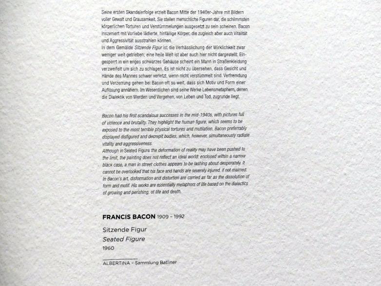 Francis Bacon (1945–1991), Sitzende Figur, Wien, Albertina, Sammlung Batliner, Saal 8, 1960, Bild 2/2