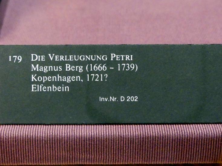 Magnus Berg (1710–1721), Die Verleugnung Petri, Wien, Kunsthistorisches Museum, Weltliche und Geistliche Schatzkammer, 1721, Bild 2/2