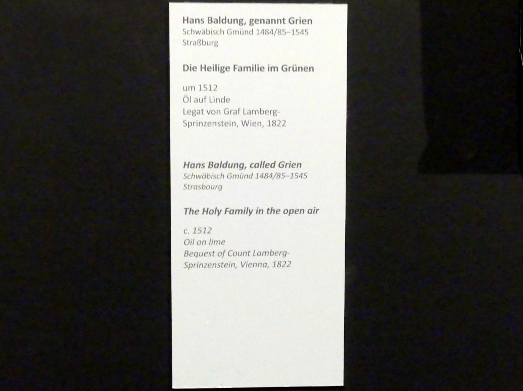 Hans Baldung Grien (1500–1544), Die Heilige Familie im Grünen, Wien, Akademie der bildenden Künste, um 1512, Bild 4/4