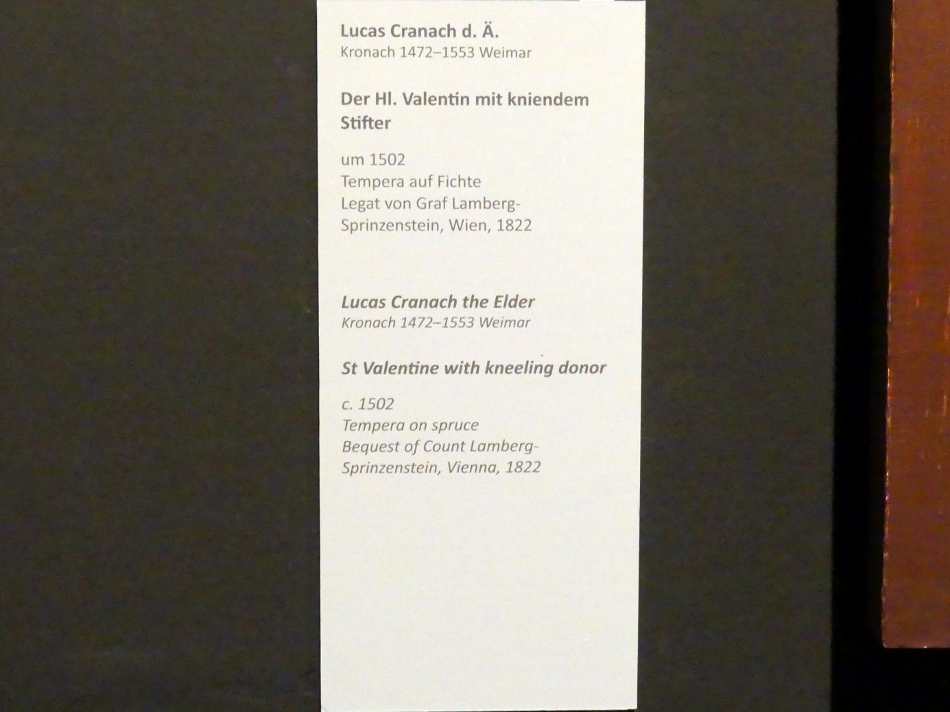 Lucas Cranach der Ältere (1502–1550), Der Hl. Valentin mit kniendem Stifter, Wien, Akademie der bildenden Künste, um 1502, Bild 2/2