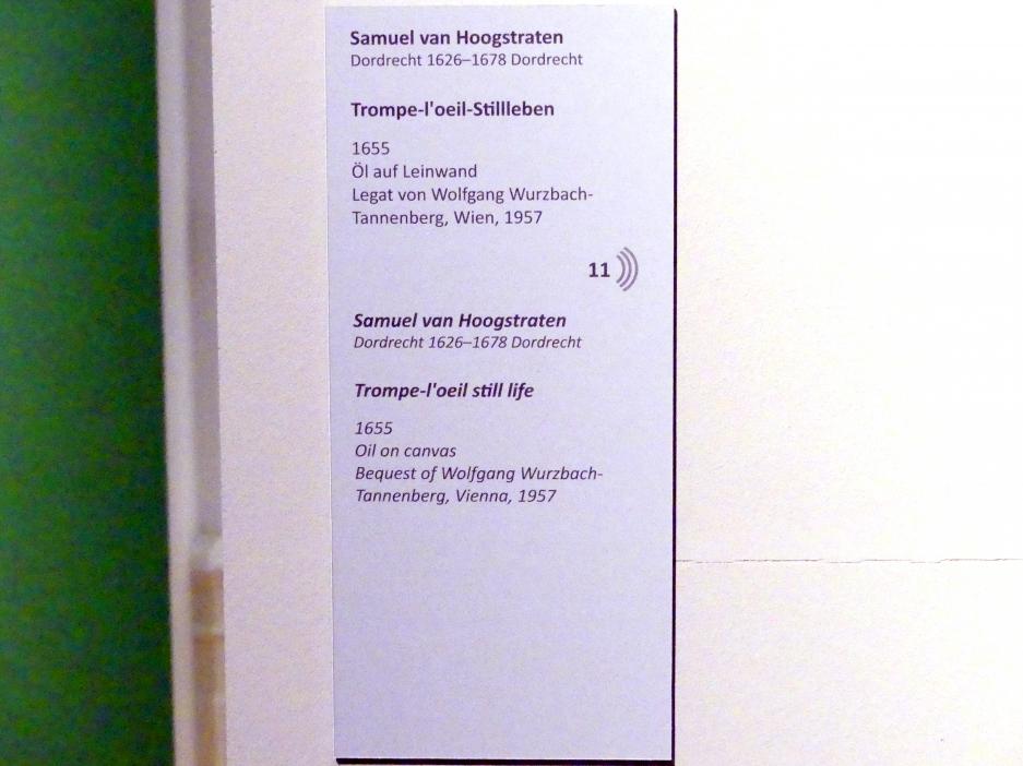 Samuel van Hoogstraten (1652–1670), Trompe-l'oeil-Stillleben, Wien, Akademie der bildenden Künste, 1655, Bild 2/2
