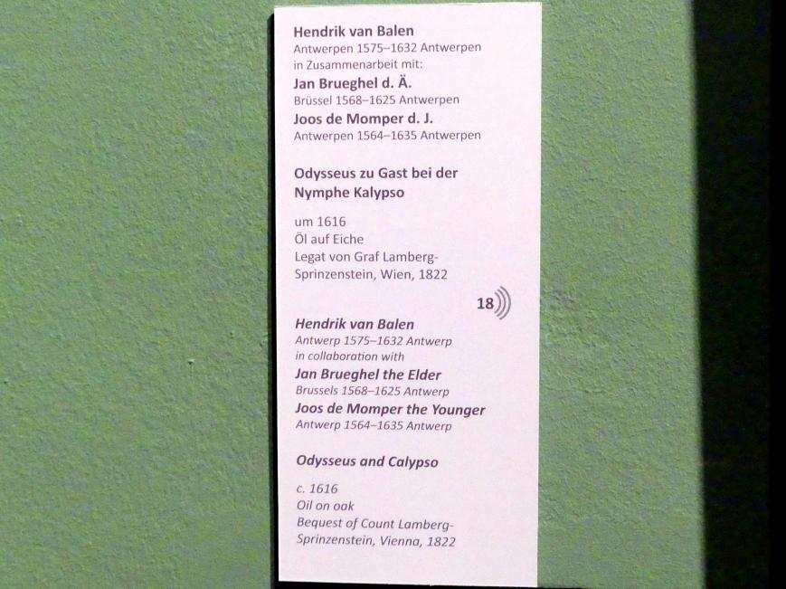 Hendrik van Balen der Ältere (1600–1628), Odysseus zu Gast bei der Nymphe Kalypso, Wien, Akademie der bildenden Künste, um 1616, Bild 2/2