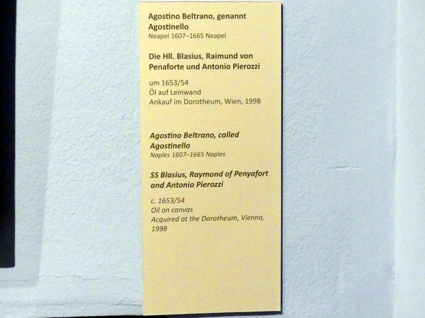 Agostino Beltrano (1653), Die Hll. Blasius, Raimund von Penaforte und Antonio Pierozzi, Wien, Akademie der bildenden Künste, um 1653–1654, Bild 2/2