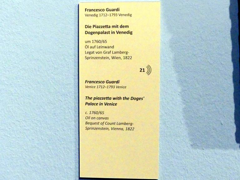 Francesco Guardi (1755–1790), Die Piazzetta mit dem Dogenpalast in Venedig, Wien, Akademie der bildenden Künste, um 1760–1765, Bild 2/2
