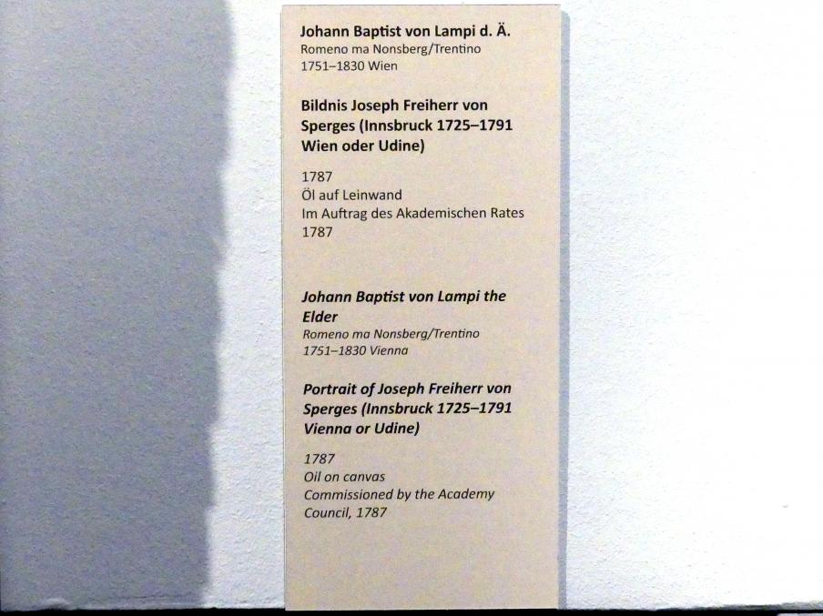Johann Baptist Lampi der Ältere (1780–1809), Bildnis Joseph Freiherr von Sperges (Innsbruck 1725-1791 Wien oder Udine), Wien, Akademie der bildenden Künste, 1787, Bild 2/2