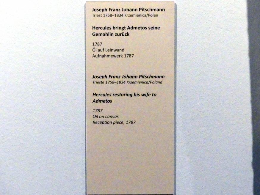 Joseph Franz Johann Pitschmann (1787), Hercules bringt Admetos seine Gemahlin zurück, Wien, Akademie der bildenden Künste, 1787, Bild 2/2