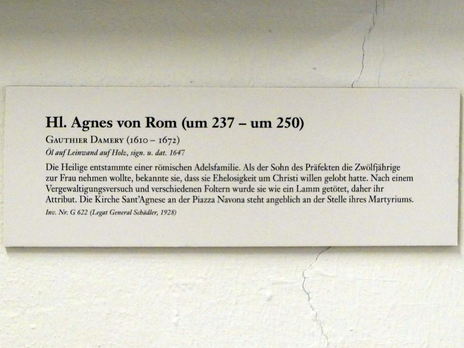 Walther Damery (Gauthier Damery (1647), Hl. Agnes von Rom, Linz, Oberösterreichisches Landesmuseum, Welt der Männer - Welt der Frauen, 1647, Bild 2/2