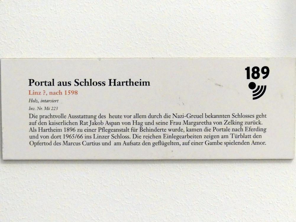 Portal aus Schloss Hartheim, Alkoven, Schloss Hartheim, jetzt Linz, Oberösterreichisches Landesmuseum, Renaissance und Manierismus, nach 1598, Bild 3/3