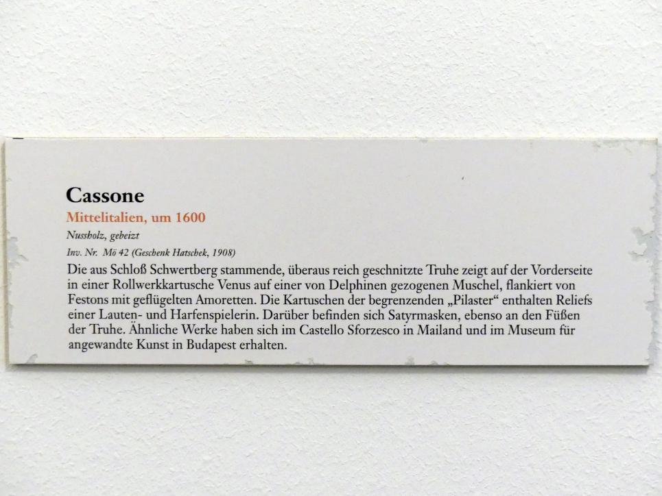 Cassone, Schwertberg, Schloss Schwertberg, jetzt Linz, Oberösterreichisches Landesmuseum, Renaissance und Manierismus, um 1600, Bild 2/2