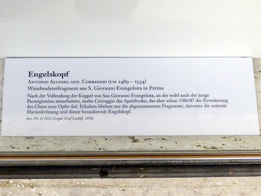 Antonio Allegri (Correggio) (1511–1532), Engelskopf, Parma, Abbazia di San Giovanni Evangelista, jetzt Linz, Oberösterreichisches Landesmuseum, Renaissance und Manierismus, um 1520, Bild 2/2