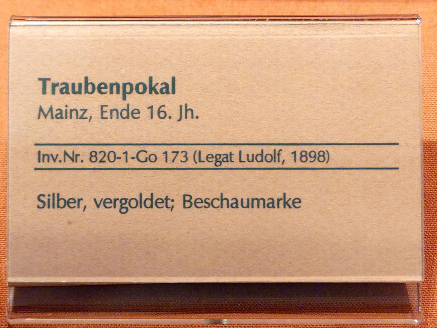Traubenpokal, Linz, Oberösterreichisches Landesmuseum, Renaissance und Manierismus, Ende 16. Jhd., Bild 2/2