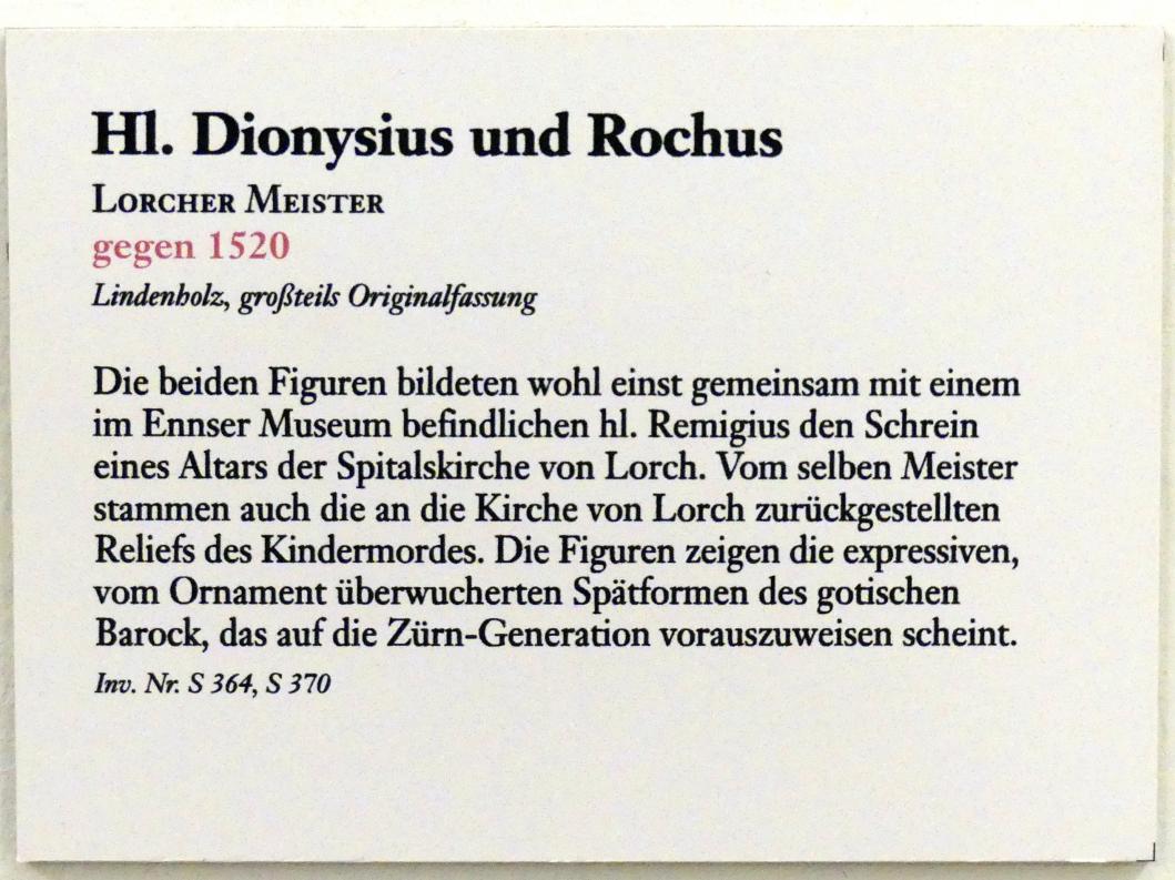 Hl. Rochus, Lorch, Spitalkirche, jetzt Linz, Oberösterreichisches Landesmuseum, Die Kunst der Donauschule, um 1520, Bild 4/4
