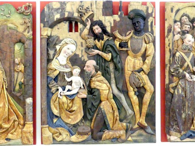 Geburt Christi, Anbetung der Könige, Tod Mariens, Eggendorf, Schloss Eggendorf, jetzt Linz, Oberösterreichisches Landesmuseum, Die Zeit der Schnitzaltäre, um 1500, Bild 3/5