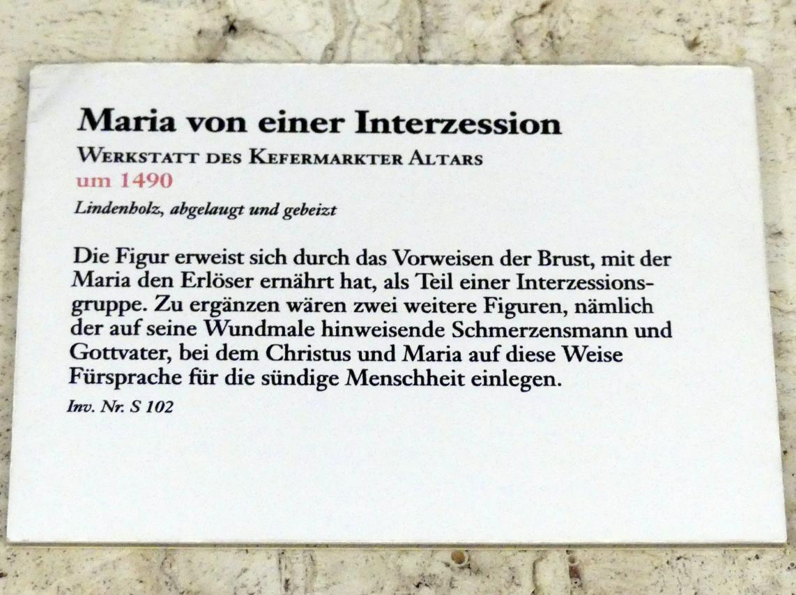 Maria von einer Interzession, Linz, Oberösterreichisches Landesmuseum, Die Zeit der Schnitzaltäre, um 1490, Bild 3/3