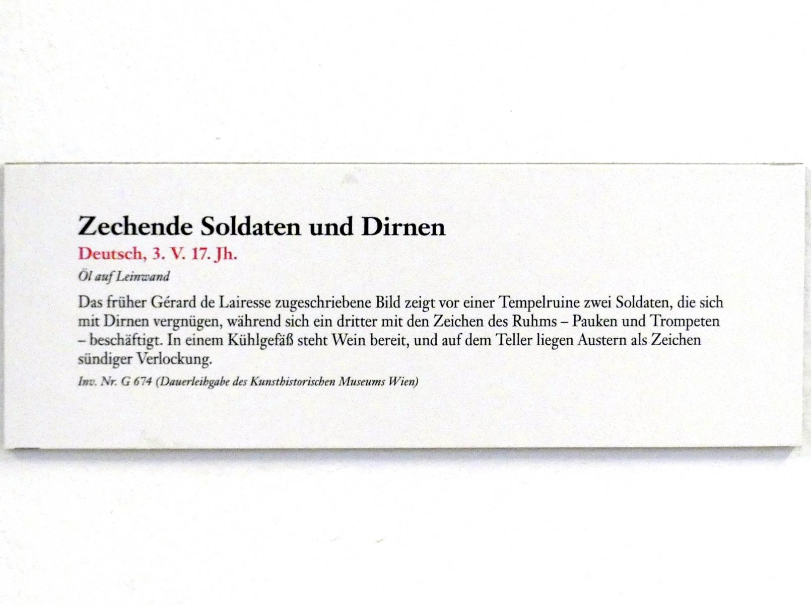 Zechende Soldaten und Dirnen, Linz, Oberösterreichisches Landesmuseum, Welt der Männer - Welt der Frauen, 3. Viertel 17. Jhd., Bild 2/2