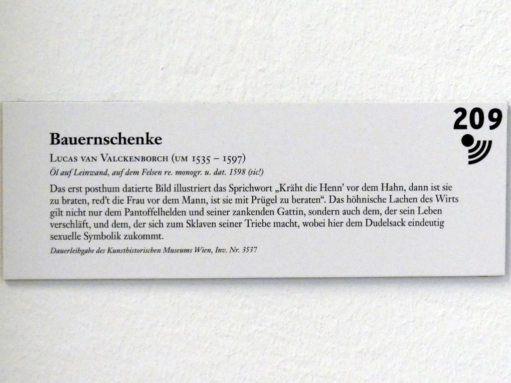 Lucas van Valckenborch (1556–1595), Bauernschenke, Linz, Oberösterreichisches Landesmuseum, Welt der Männer - Welt der Frauen, Undatiert, Bild 2/2