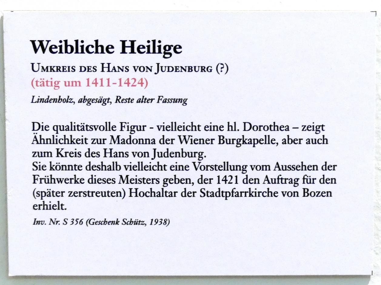 Hans von Judenburg (Umkreis) (Undatiert), Weibliche Heilige, Linz, Oberösterreichisches Landesmuseum, Von der Romanik zur Spätgotik, Undatiert, Bild 3/3