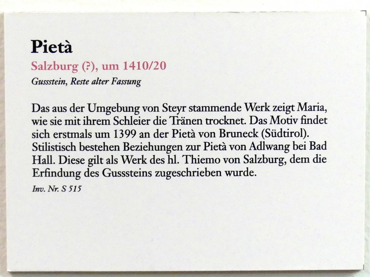Pietà, Linz, Oberösterreichisches Landesmuseum, Von der Romanik zur Spätgotik, um 1410–1420, Bild 3/3