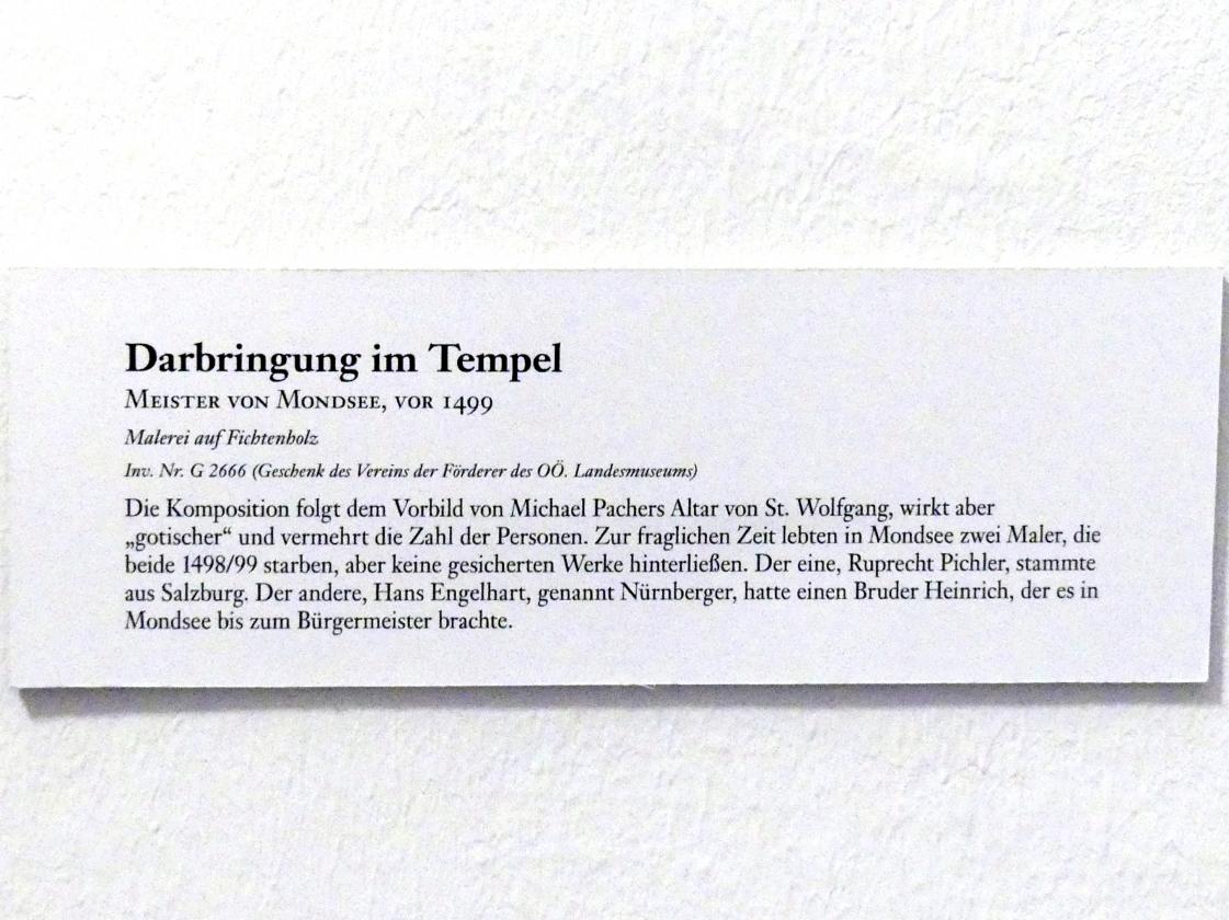 Meister von Mondsee (1495–1498), Darbringung im Tempel, Linz, Oberösterreichisches Landesmuseum, Blüte der Spätgotik, vor 1499, Bild 2/2