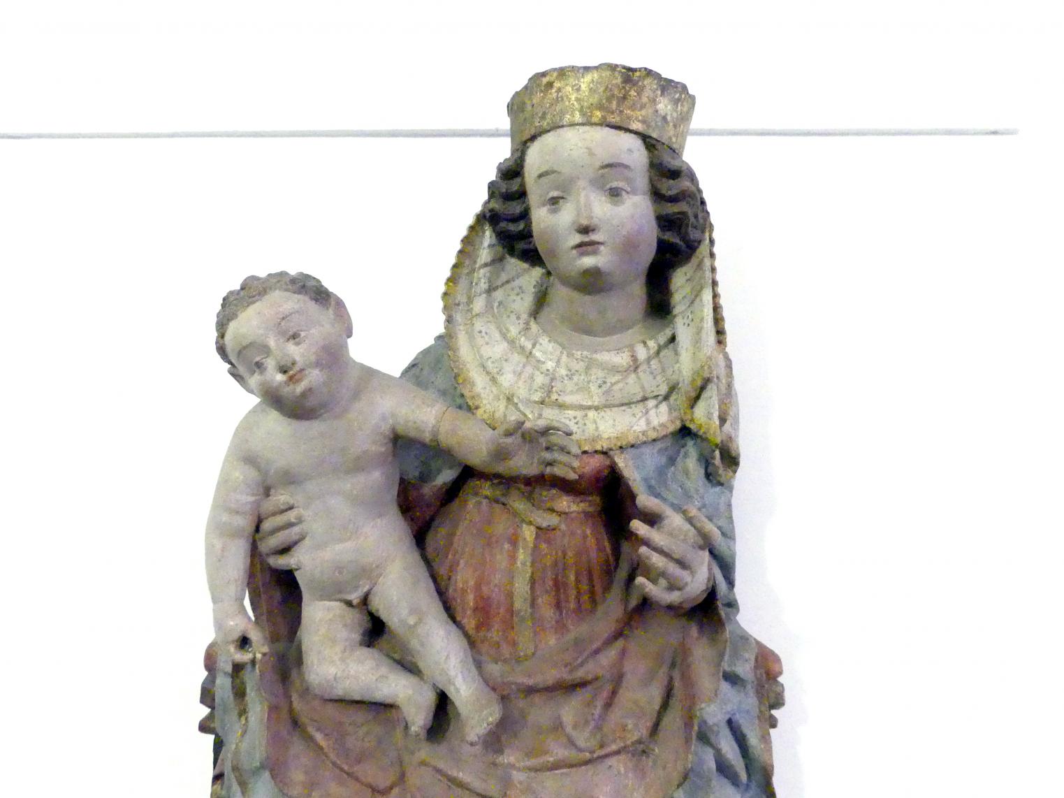Thronende Madonna, St. Wolfgang, Wallfahrtskirche St. Wolfgang am Stein, jetzt Linz, Oberösterreichisches Landesmuseum, Blüte der Spätgotik, vor 1446, Bild 2/3