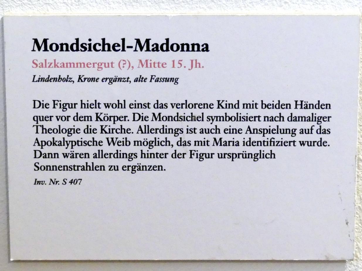 Mondsichel-Madonna, Linz, Oberösterreichisches Landesmuseum, Blüte der Spätgotik, Mitte 15. Jhd., Bild 3/3