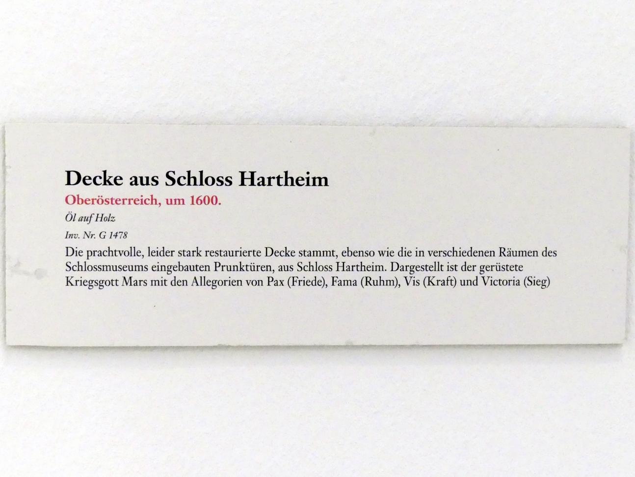 Decke aus Schloss Hartheim, Alkoven, Schloss Hartheim, jetzt Linz, Oberösterreichisches Landesmuseum, Kunstkabinett, um 1600, Bild 13/13