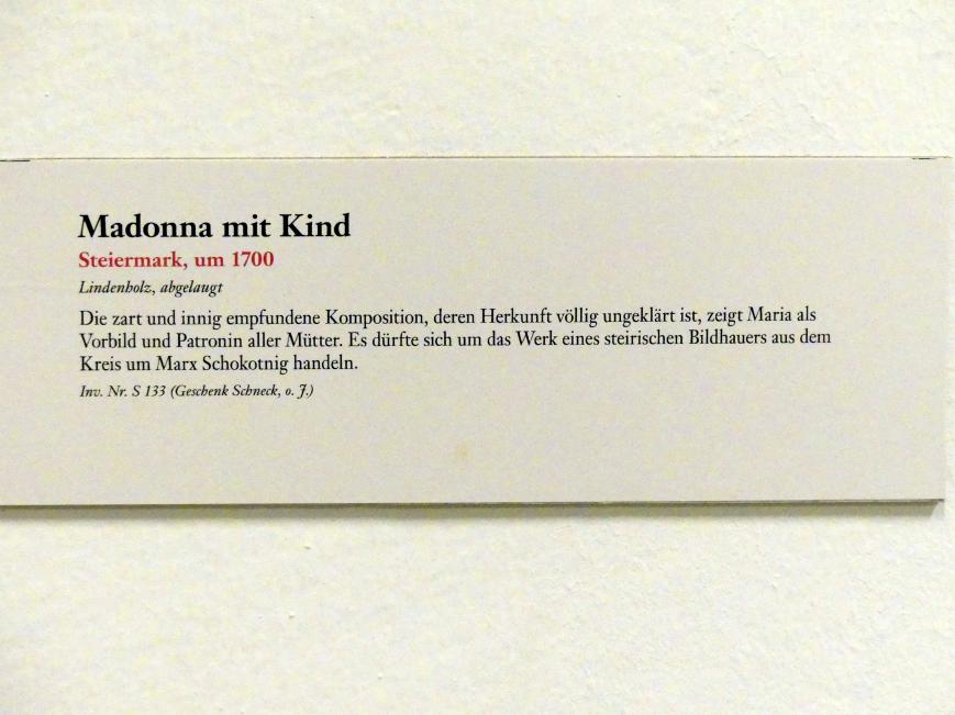 Madonna mit Kind, Linz, Oberösterreichisches Landesmuseum, Barocke Glaubenswelt, um 1700, Bild 2/2