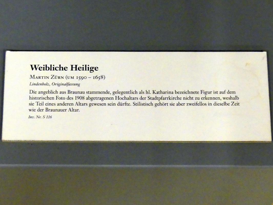 Martin Zürn (1614–1663), Weibliche Heilige, Linz, Oberösterreichisches Landesmuseum, Barocke Glaubenswelt, um 1645, Bild 3/3
