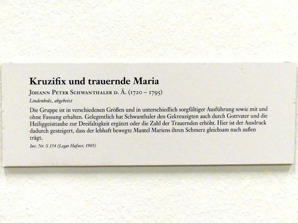 Johann Peter Schwanthaler der Ältere (1750–1778), Kruzifix und trauernde Maria, Linz, Oberösterreichisches Landesmuseum, Barocke Glaubenswelt, Undatiert, Bild 4/4