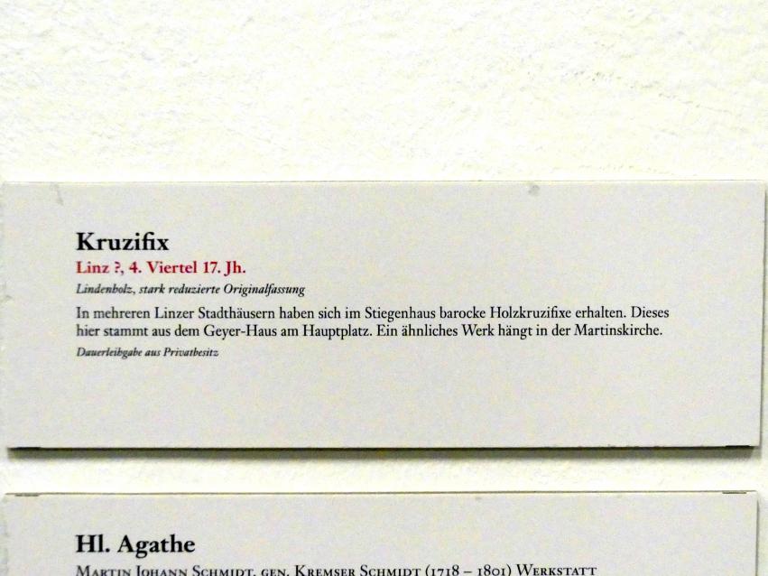 Kruzifix, Linz, Oberösterreichisches Landesmuseum, Barocke Glaubenswelt, Letztes Viertel 17. Jhd., Bild 3/3