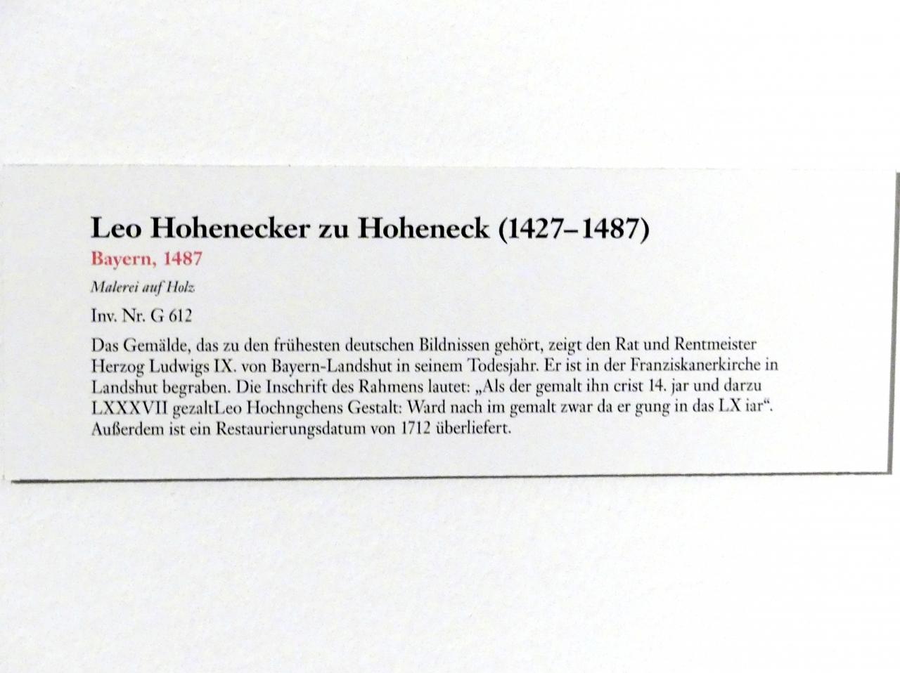 Leo Hohenecker zu Hoheneck (1427-1487), Linz, Oberösterreichisches Landesmuseum, Barockes Kunstgewerbe, 1487, Bild 2/2